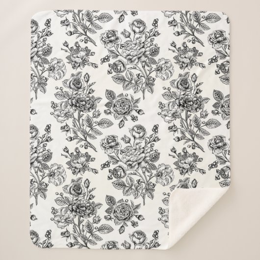ヴィンテージバラ花柄 シェルパブランケット (正面)