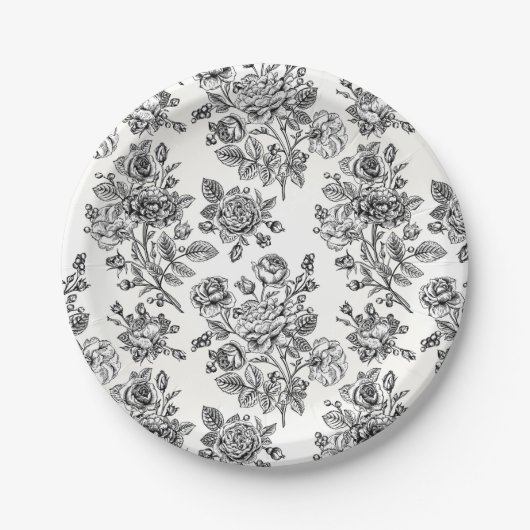 ヴィンテージバラ花柄 ペーパープレート (正面)