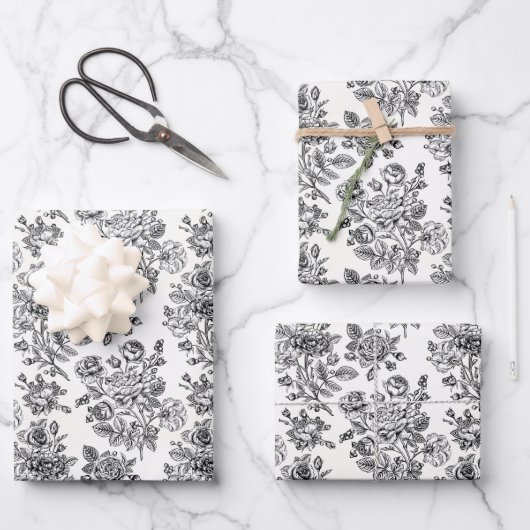 ヴィンテージバラ花柄 ラッピングペーパーシート (正面)