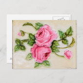 ヴィンテージバラ花瓦 ポストカード (正面/裏面)