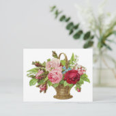 ヴィンテージバラ花籠 ポストカード (スタンド正面)