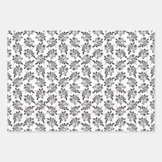 ヴィンテージバラ花花柄カスタム色 ラッピングペーパーシート (正面)