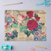 ヴィンテージバラ花 薄葉紙 (クラフト)