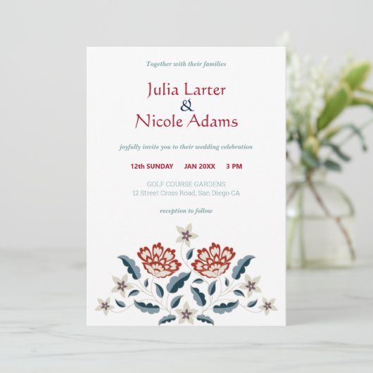 ヴィンテージバラ華美デザインクラシックフュージョン結婚ズ 招待状 (スタンド正面)