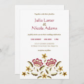 ヴィンテージバラ華美デザインクラシックフュージョン結婚ズ 招待状 (正面/裏面)