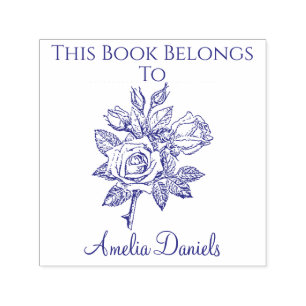 ヴィンテージバラ蔵書票 セルフインキングスタンプ