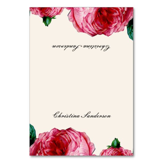 ヴィンテージバラ表の名刺 テーブルナンバー (正面)