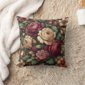 ヴィンテージバラ装飾用クッション暗色花パターン クッション (ブランケット)