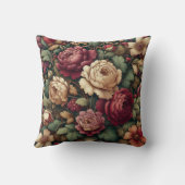 ヴィンテージバラ装飾用クッション暗色花パターン クッション (裏面)