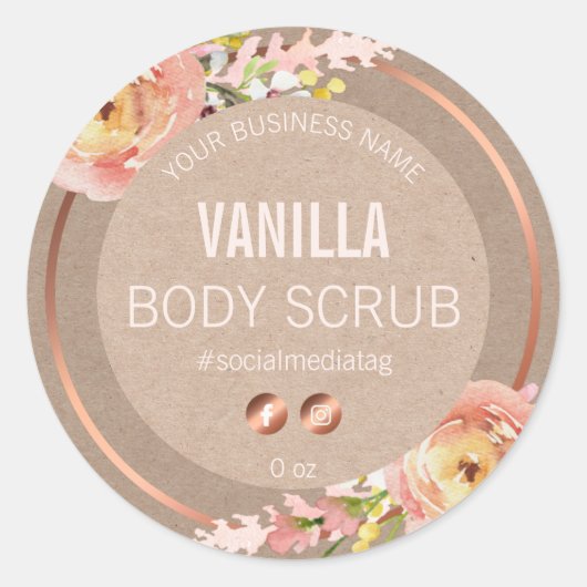 ヴィンテージバラ製品ラベル ラウンドシール (正面)