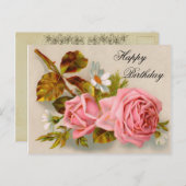 ヴィンテージバラ誕生日はがき ポストカード (正面/裏面)
