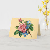 ヴィンテージバラ誕生日グリーティングカード カード (黄色い花)