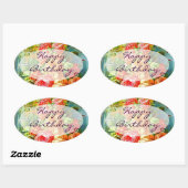 ヴィンテージバラ誕生日 楕円形シール (シート)