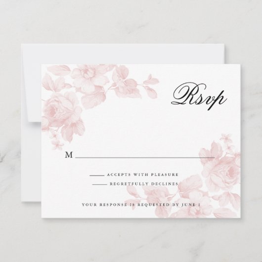 ヴィンテージバラ赤面ピ結婚ンク 出欠カード (正面)