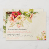 ヴィンテージバラ赤面フローラ結婚式招待状 招待状 (正面/裏面)