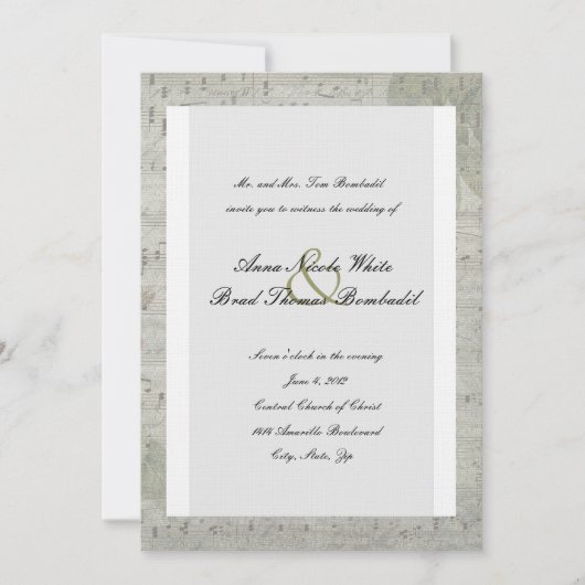 ヴィンテージバラ逆曲結婚式招待状 招待状 (正面)