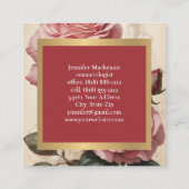 ヴィンテージバラ金ゴールドかわいらしピンク スクエア名刺 (裏面)