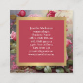 ヴィンテージバラ金ゴールドかわいらしピンク スクエア名刺 (裏面)