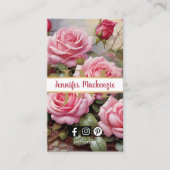 ヴィンテージバラ金ゴールドかわいらしピンク 名刺 (正面)