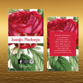 ヴィンテージバラ金ゴールドかわいらしピンク 名刺