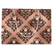 ヴィンテージバラ金ゴールドとブラックゴシックフローラダマスク ラージペーパーバッグ (裏面)