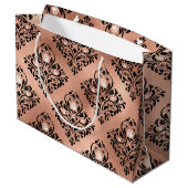 ヴィンテージバラ金ゴールドとブラックゴシックフローラダマスク ラージペーパーバッグ (裏面アングル)