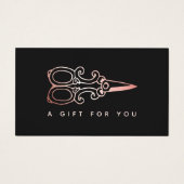 ヴィンテージバラ金ゴールドはさみサロンギフトカード (正面)