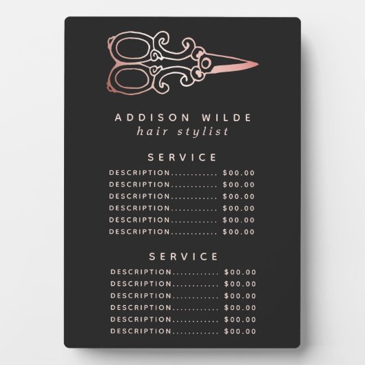 ヴィンテージバラ金ゴールドはさみサロン価格メニュー フォトプラーク (正面)