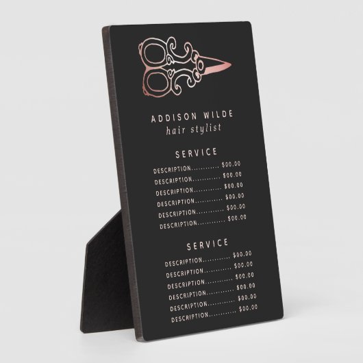 ヴィンテージバラ金ゴールドはさみサロン価格メニュー フォトプラーク (側面)