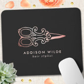 ヴィンテージバラ金ゴールドはさみ美容師ロゴ マウスパッド