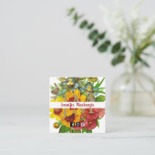 ヴィンテージバラ金ゴールドイニシャルひまわり スクエア名刺 (スタンド正面)