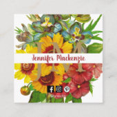 ヴィンテージバラ金ゴールドイニシャルひまわり スクエア名刺 (正面)