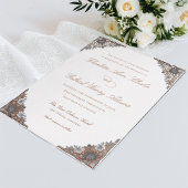 ヴィンテージバラ金ゴールドグレーフォイル結婚式招待状 箔招待状