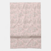 ヴィンテージバラ金ゴールドトイレデジュイ印刷 キッチンタオル (縦)