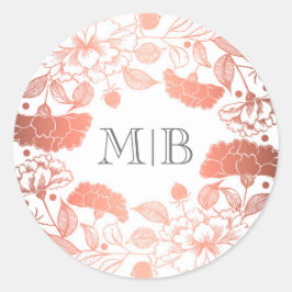 ヴィンテージバラ金ゴールドフローラリースエレガントウェディング ラウンドシール