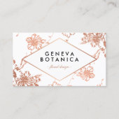 ヴィンテージバラ金ゴールドフローラルパターンのホワイトデザイナー 名刺 (正面)