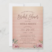 ヴィンテージバラ金ゴールドフローラ音楽ブライダルシャワー 招待状 (正面)