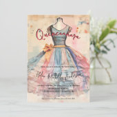 ヴィンテージバラ金ゴールドプリンセスドレスフォトキンセアニェラ 招待状 (スタンド正面)