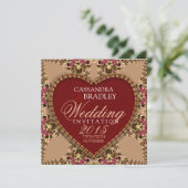 ヴィンテージバラ金ゴールドレース結婚式招待状 招待状 (スタンド正面)