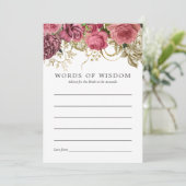 ヴィンテージバラ金ゴールド及び赤面ブライダルシャワーアドバイス 招待状 (スタンド正面)