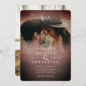 ヴィンテージバラ金ゴールド抽象芸術オーバーレイ結婚フォト 招待状 (正面/裏面)