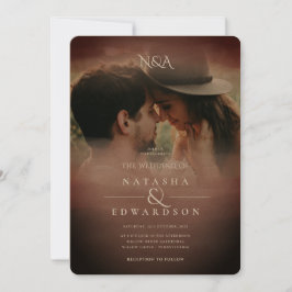 ヴィンテージバラ金ゴールド抽象芸術オーバーレイ結婚フォト 招待状