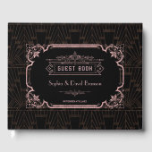 ヴィンテージバラ金ゴールド素晴らしアールデコ結婚ギャツビー ゲストブック (正面)