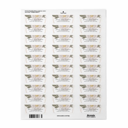 ヴィンテージバラ金ゴールド結婚フレーム差出人住所 ラベル (フルシート)