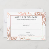 ヴィンテージバラ金ゴールド花柄ギフト券 (裏面)