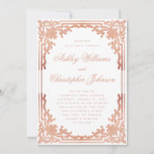 ヴィンテージバラ金ゴールド華美アンティークホワ結婚イト 招待状 (正面)