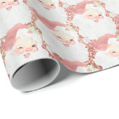 ヴィンテージバラ金ゴールド金属グリッターサンタ ラッピングペーパー (ロールコーナー)