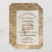 ヴィンテージバラ音結婚音 招待状 (正面/裏面)