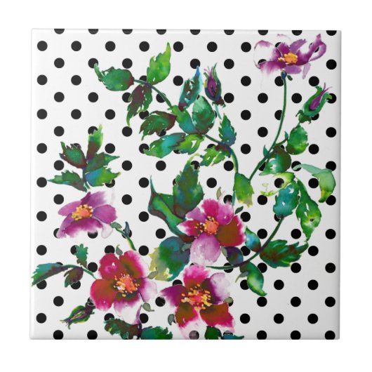 ヴィンテージバラ黒点 タイル (正面)