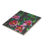 ヴィンテージバラ黒/白ポルカドット タイル (側面)